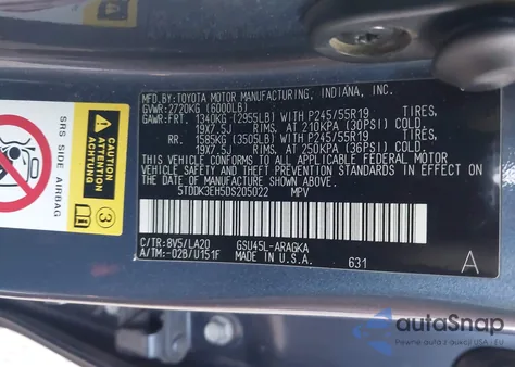 2013 Toyota Highlander Limited V6 from USA, damaged, VIN 5TDDK3EH5DS205022